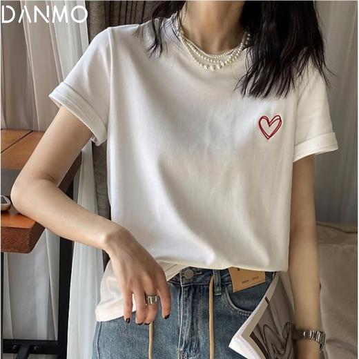 「99任选三件，单拍不发，自行设置满减」DANMO纯棉重工刺绣T，耐磨耐穿抗起球， 宽松显瘦（3-5天发货） 商品图3