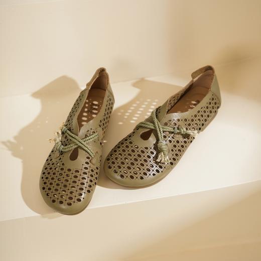 西村名物2025年夏季新款舒适平跟新中式风优雅镂空洞洞单鞋T25AH15801 商品图8