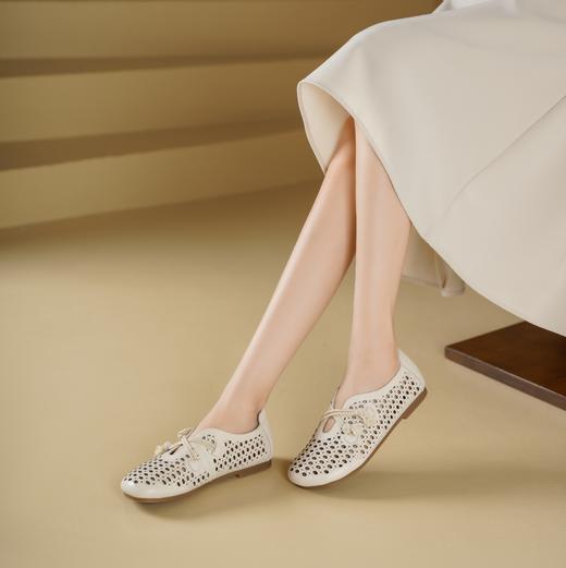 西村名物2025年夏季新款舒适平跟新中式风优雅镂空洞洞单鞋T25AH15801 商品图1
