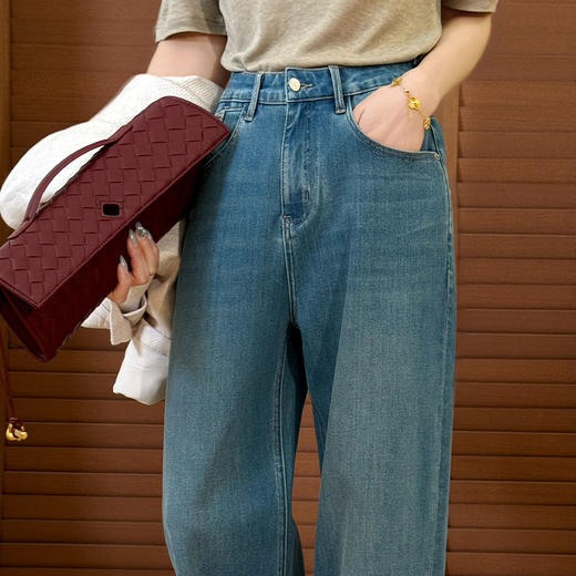 【不换不退】良木礼窄版牛仔阔腿裤(91733) 商品图4