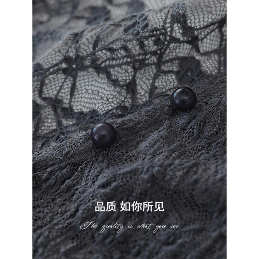 COCOBELLA慵懒松弛感弹力蕾丝衫女人味肌理感针织开衫LC3101 商品图3