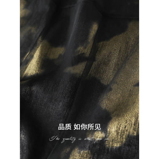 COCOBELLA新中式水墨晕染烫金连衣裙多裁片拼接吊带裙FR3198 商品图3