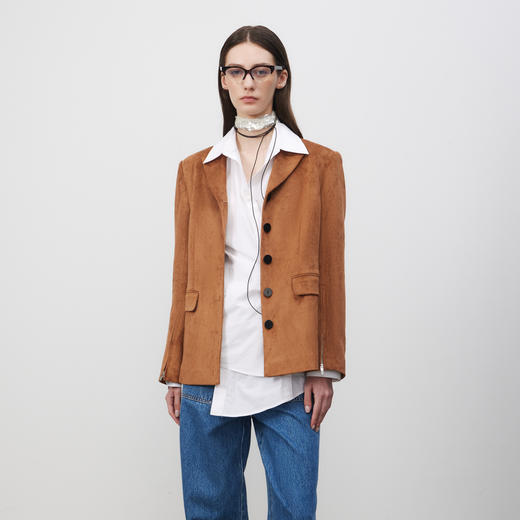 [福利价]lost in echo2025春夏新款高级气质仿麂皮绒宽松直身西装外套女 商品图4