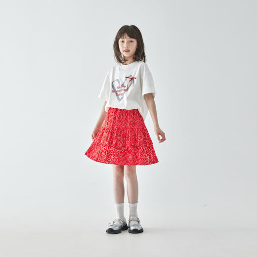 棵初2025夏季新款亲子中大女童红色波点A字半裙纯棉内衬蓬蓬裙 商品图3