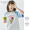 棵初2025年夏季新款亲子中大女童插肩拼色印花短袖T恤纯棉 商品缩略图0