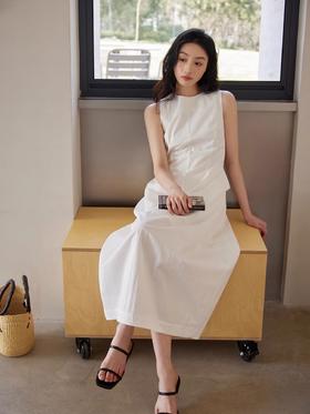 Charming姹弥·简约高级感休闲黑色连衣裙女夏季设计感宽松气质显瘦花苞长裙