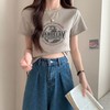 【79元2件】夏季修身圆领棉质T恤短袖 短款印花设计感短袖上衣 商品缩略图2