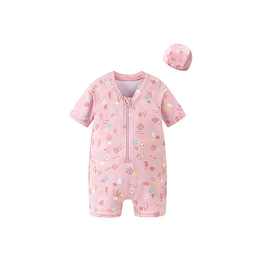 【UPF50+】迷你巴拉男童女童短袖连体泳衣夏季新款防晒带泳帽 商品图4