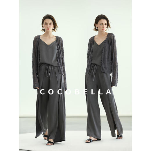 COCOBELLA慵懒松弛感弹力蕾丝衫女人味肌理感针织开衫LC3101 商品图1