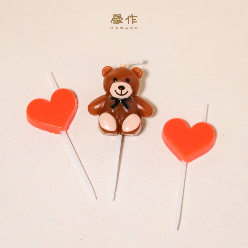 爱心小熊蜡烛配件包