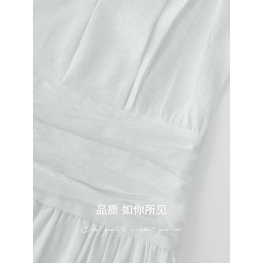 COCOBELLA法式优雅连衣裙高智感通勤白色大摆无袖长裙FR0076 商品图3