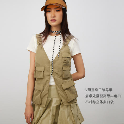 [福利价]lost in echo2025春夏新款高级V领轻薄多口袋工装户外马甲马夹女 商品图1