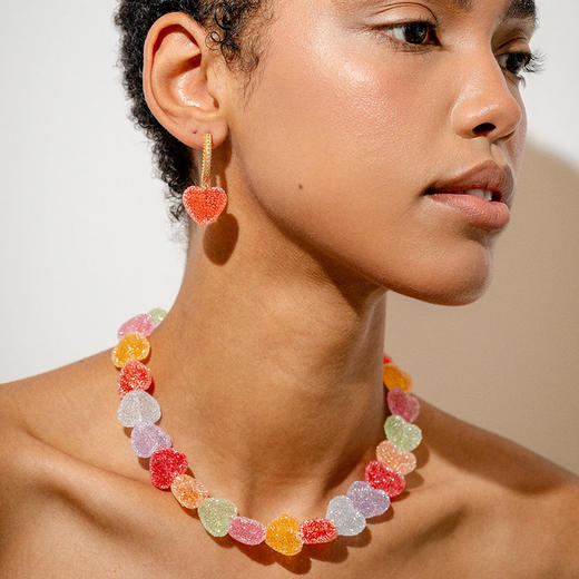 订购4周到｜CRYSTAL HAZE-Jelly Heart-pave-樱桃粉色爱心 耳环［挪威设计师］ 商品图2