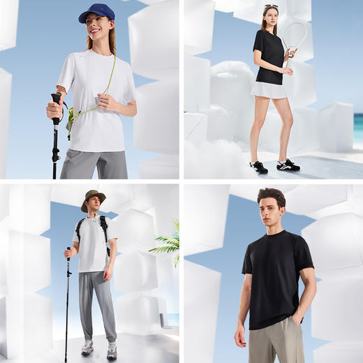 素湃Supield防水防污T恤男女夏季薄款凉感立体剪裁高弹力短袖T恤H3536 商品图4