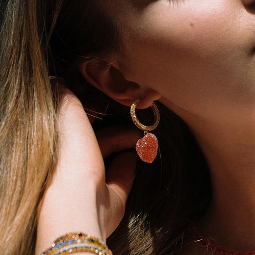 订购4周到｜CRYSTAL HAZE-Jelly Heart-pave-樱桃粉色爱心 耳环［挪威设计师］ 商品图3