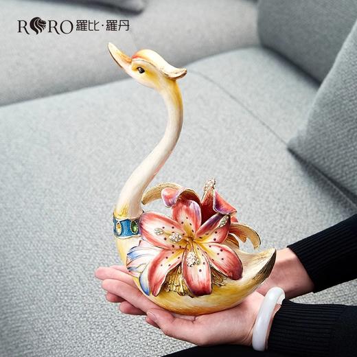 【特惠7折，仅2件，无货退款】罗比罗丹百年好合天鹅摆件珐琅彩工艺送结婚礼物罗比罗丹百年好合摆件 商品图1