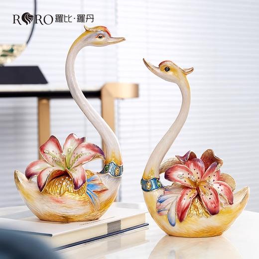 【特惠7折，仅2件，无货退款】罗比罗丹百年好合天鹅摆件珐琅彩工艺送结婚礼物罗比罗丹百年好合摆件 商品图0