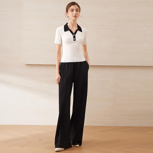 【百搭垂坠感休闲裤】EITIE爱特爱直筒显瘦女阔腿裤夏季新款B2505614 商品图2