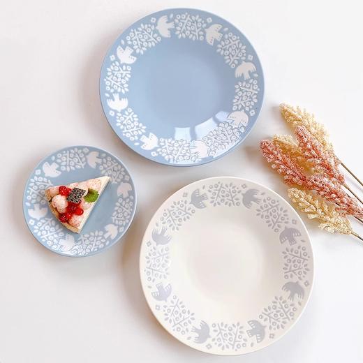 日本进口LINTU美浓烧北欧森系飞鸟果实陶瓷餐盘菜盘子清新甜品碟飞鸟白色蓝色散件 商品图2