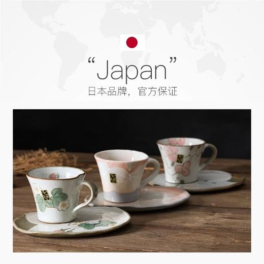日本进口手绘陶瓷咖啡杯樱花日式复古带碟茶杯水杯美浓烧藤曼花粉引手绘杯碟 商品图2
