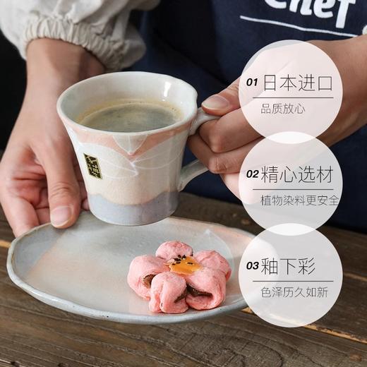 日本进口手绘陶瓷咖啡杯樱花日式复古带碟茶杯水杯美浓烧藤曼花粉引手绘杯碟 商品图3