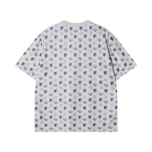 T3171夏季高级感新款韩系满印四叶草短袖T恤情侣宽松潮流休闲圆领上衣 商品图5