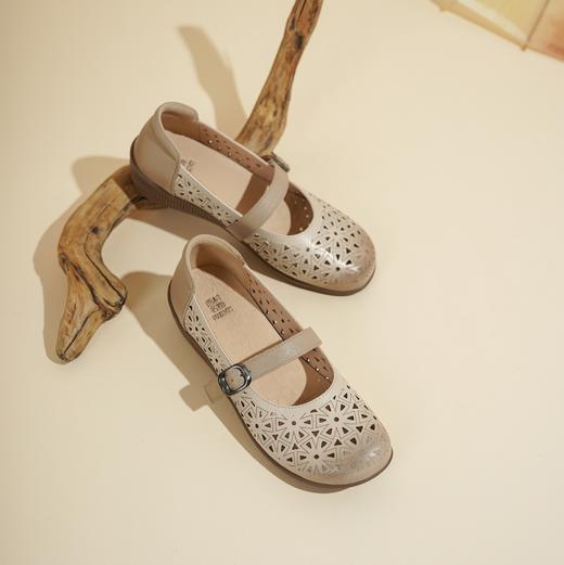 西村名物2025年夏季新款舒适低跟新中式风优雅玛丽珍单鞋洞洞鞋T25AH16251 商品图7