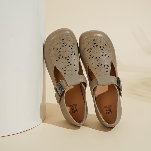 西村名物2025年夏季新款舒适低跟新中式风优雅玛丽珍单鞋洞洞鞋X25AH15791 商品图7