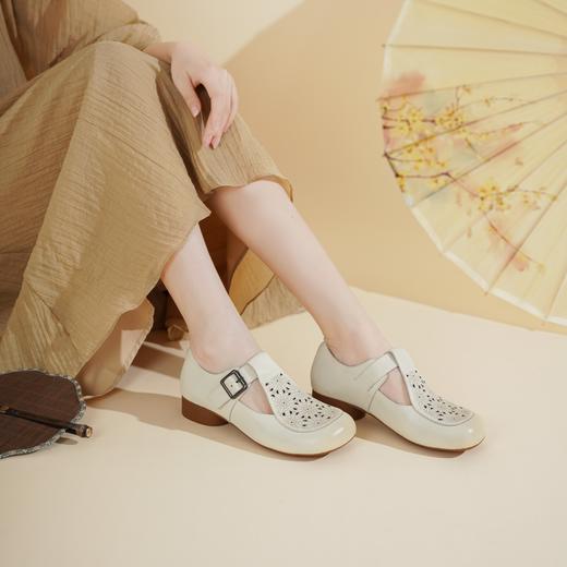 西村名物2025年夏季新款舒适低跟新中式风优雅玛丽珍单鞋洞洞鞋X25AH15791 商品图4