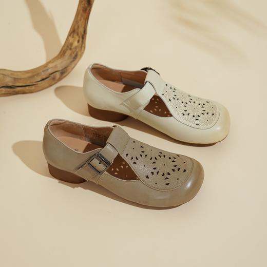 西村名物2025年夏季新款舒适低跟新中式风优雅玛丽珍单鞋洞洞鞋X25AH15791 商品图8