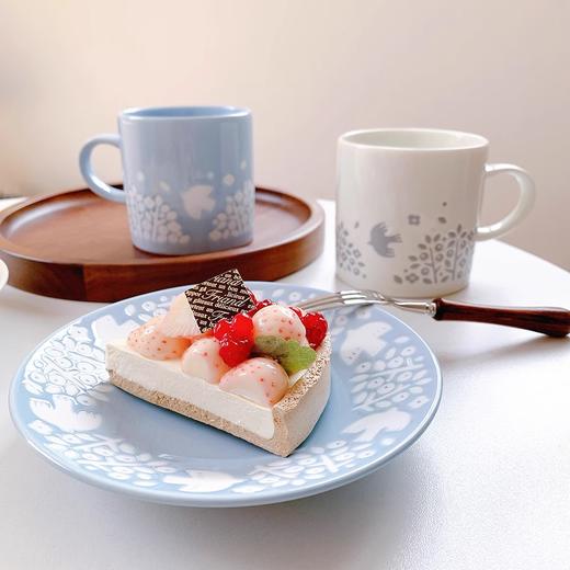 日本进口LINTU美浓烧北欧森系飞鸟果实陶瓷餐盘菜盘子清新甜品碟飞鸟白色蓝色散件 商品图1