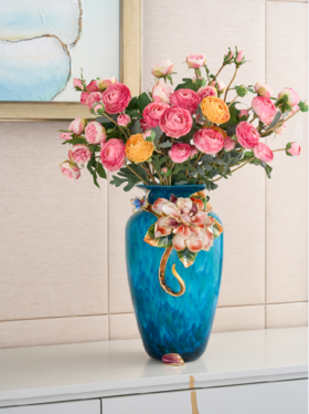 绽放欧式珐琅彩花瓶摆件客厅插干花创意陶瓷工艺品罗比罗丹绽放花瓶【无货退款】