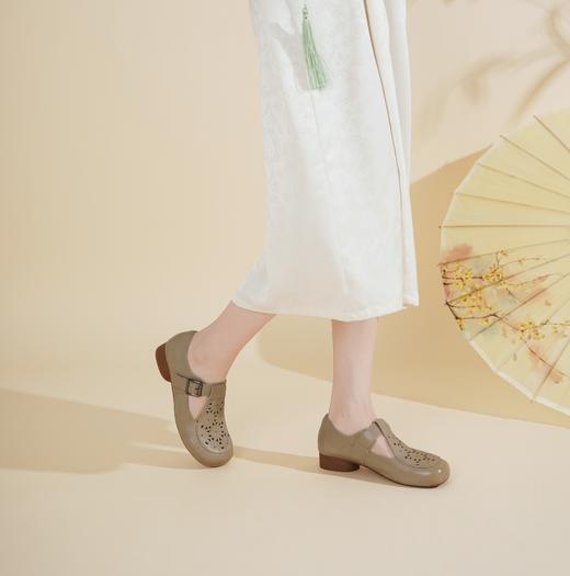 西村名物2025年夏季新款舒适低跟新中式风优雅玛丽珍单鞋洞洞鞋X25AH15791 商品图6
