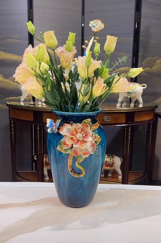 绽放欧式珐琅彩花瓶摆件客厅插干花创意陶瓷工艺品罗比罗丹绽放花瓶【无货退款】 商品图5