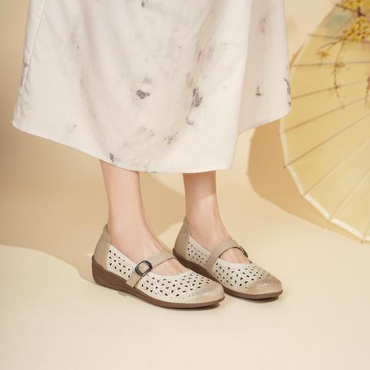 西村名物2025年夏季新款舒适低跟新中式风优雅玛丽珍单鞋洞洞鞋T25AH16251 商品图1
