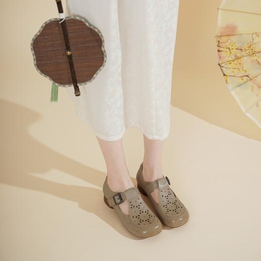 西村名物2025年夏季新款舒适低跟新中式风优雅玛丽珍单鞋洞洞鞋X25AH15791 商品图5