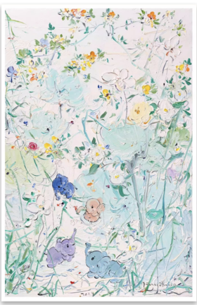 付毅兵《洋甘菊下的小象》版画199版