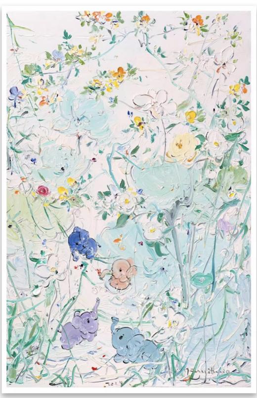 付毅兵《洋甘菊下的小象》版画199版 商品图0