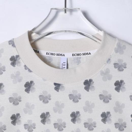 T3171夏季高级感新款韩系满印四叶草短袖T恤情侣宽松潮流休闲圆领上衣 商品图2