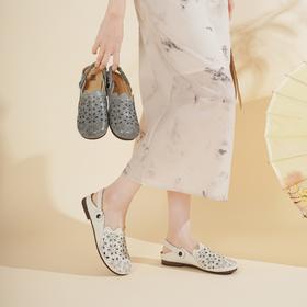 西村名物2025年夏季新款舒适低跟新中式风优雅玛丽珍洞洞鞋X25AH15781