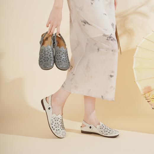 西村名物2025年夏季新款舒适低跟新中式风优雅玛丽珍洞洞鞋X25AH15781 商品图0