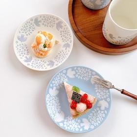 日本进口LINTU美浓烧北欧森系飞鸟果实陶瓷餐盘菜盘子清新甜品碟飞鸟白色蓝色散件
