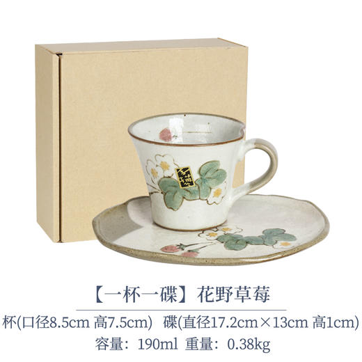 日本进口手绘陶瓷咖啡杯樱花日式复古带碟茶杯水杯美浓烧藤曼花粉引手绘杯碟 商品图5