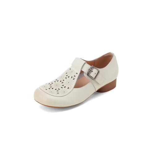 西村名物2025年夏季新款舒适低跟新中式风优雅玛丽珍单鞋洞洞鞋X25AH15791 商品图9