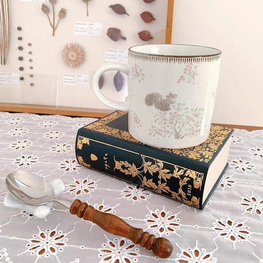 日本进口北欧森系飞鸟松鼠粗陶马克杯清新可爱陶瓷水杯早餐奶杯美浓烧calme松鼠飞鸟马克杯手握杯300ml 商品图3