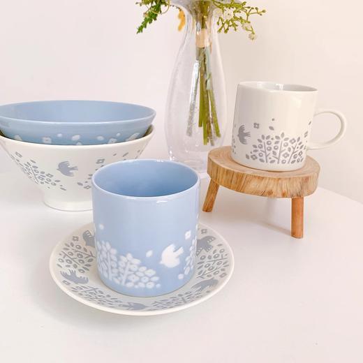 日本进口LINTU美浓烧北欧森系飞鸟果实陶瓷餐盘菜盘子清新甜品碟飞鸟白色蓝色散件 商品图3