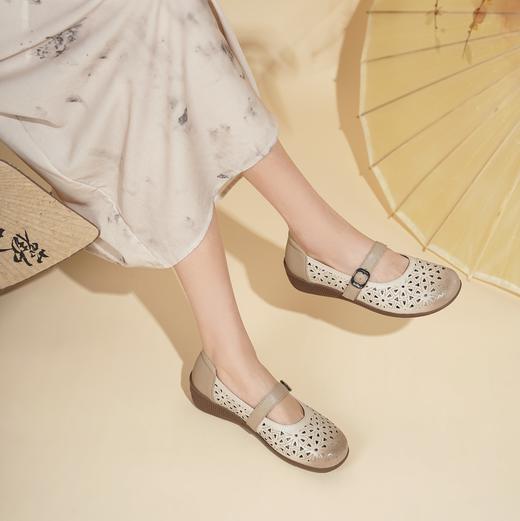 西村名物2025年夏季新款舒适低跟新中式风优雅玛丽珍单鞋洞洞鞋T25AH16251 商品图4