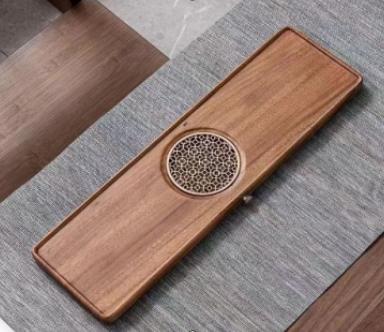 锦绣胡桃木储水式小型茶盘实木蓄水干泡台家用中式长方形沥水盘茶托盘苏窗园茶盘（50*15*2）【不支持补差，非质量问题不退不换】S 商品图0