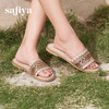预售|Safiya/索菲娅2025夏季民族风复古圆头休闲时尚外穿平底一字拖SFD2110351 商品缩略图1