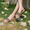 预售|Safiya/索菲娅2025夏季民族风复古圆头休闲时尚外穿平底一字拖SFD2110351 商品缩略图5